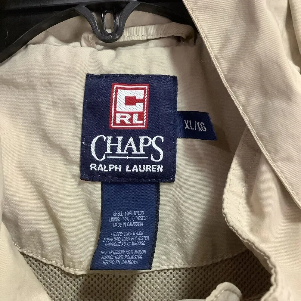 Vintage Chaps Ralph Lauren Windbreaker Hoodie Pullover Size XL W Side Zip